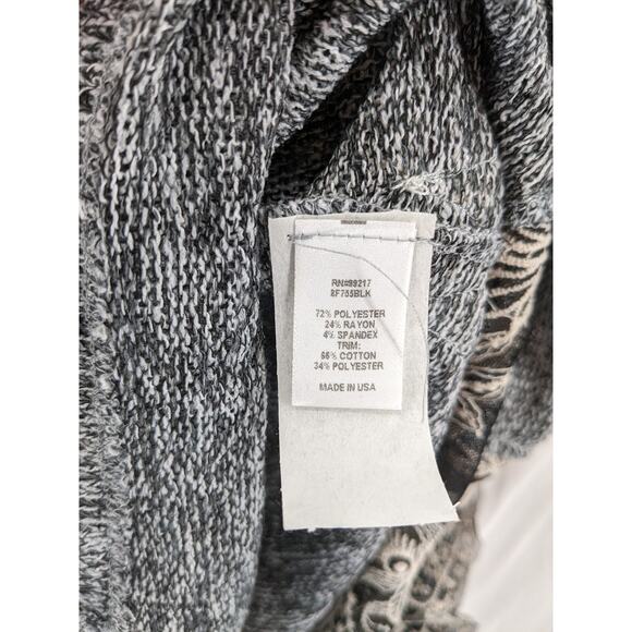 Charming Charlie Embroidered Sweater L Black Long Sleeve Accent Knit Tie in Back - Picture 6 of 10